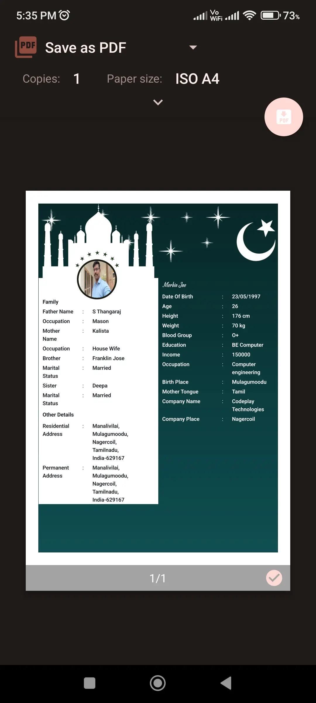 Marriage biodata profile maker app screenshot 9 for Android & iOS