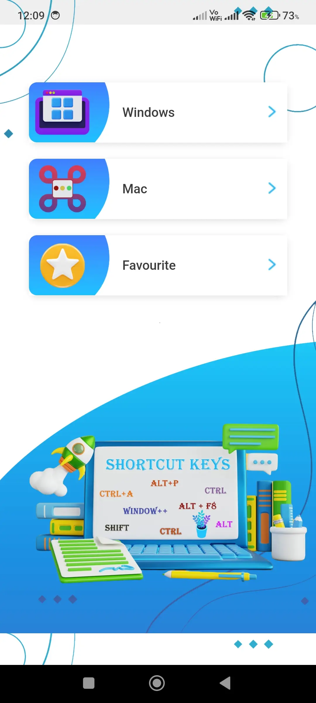 Computer keyboard shortcut key app screenshot 1 for Android & iOS
